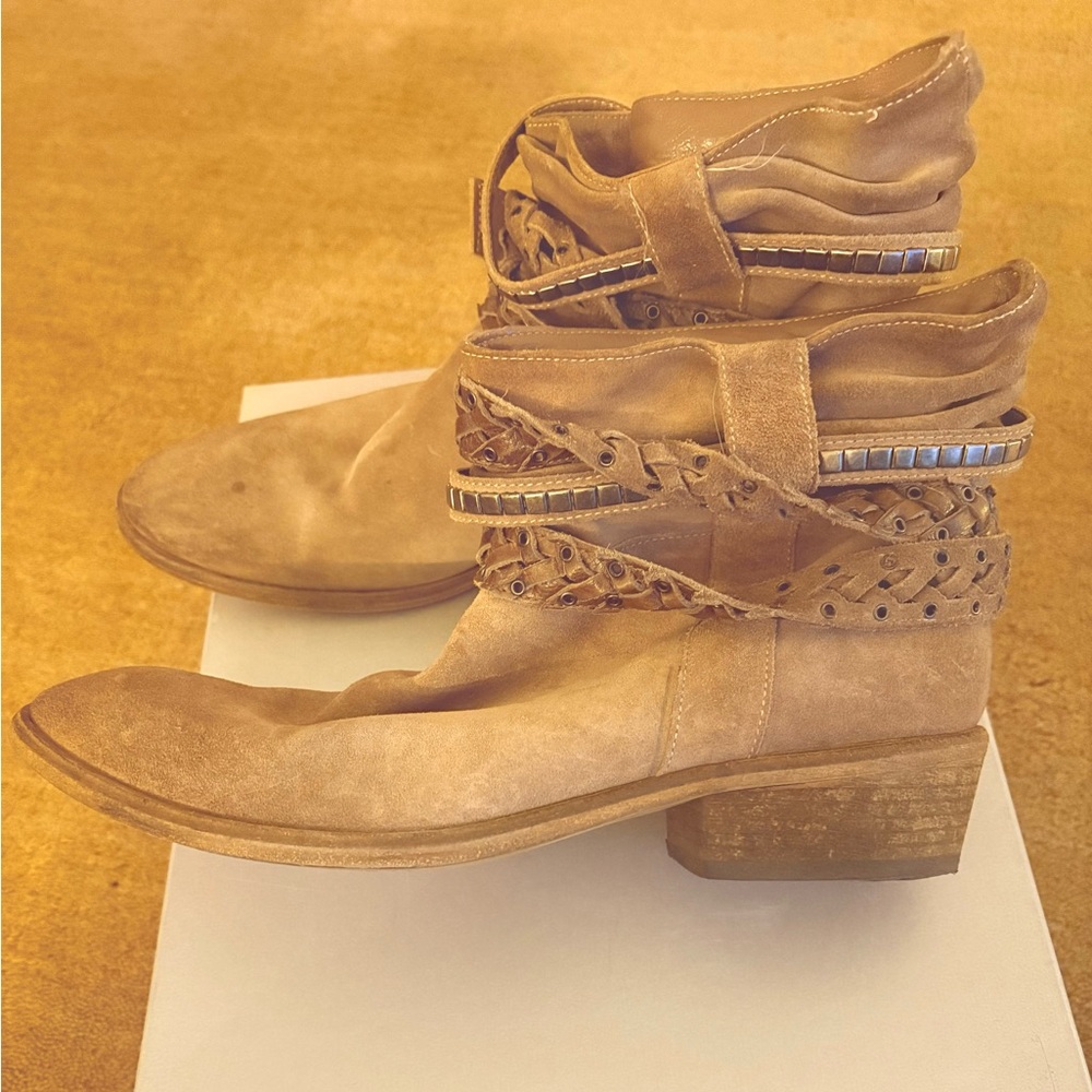 Strategia Western Cowboy Ankle Boots with Straps